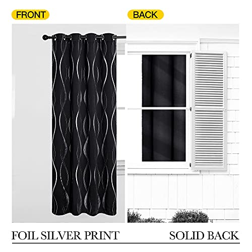 NICETOWN Blackout Curtain Panels 72 inches - Light Reducing Thermal Insulated Solid Grommet Blackout Curtains/Panels/Drapes for Living Room/Nursery/Kids Room (Set of 2, 52 inches by 72 Inch, Black) - color: 1 - Black, size: 52"W x 72"L (Pack of 2)