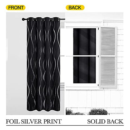 NICETOWN Blackout Curtain Panels 72 inches - Light Reducing Thermal Insulated Solid Grommet Blackout Curtains/Panels/Drapes for Living Room/Nursery/Kids Room (Set of 2, 52 inches by 72 Inch, Black) - color: 1 - Black, size: 52"W x 72"L (Pack of 2)