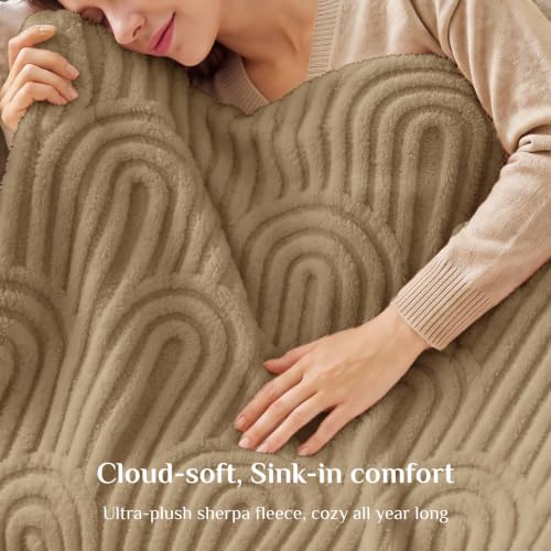 BEDELITE Light Brown Boho Fleece Twin Blanket for Bed, 60x80 Inches - color: Light Brown, size: Twin(60"x80")