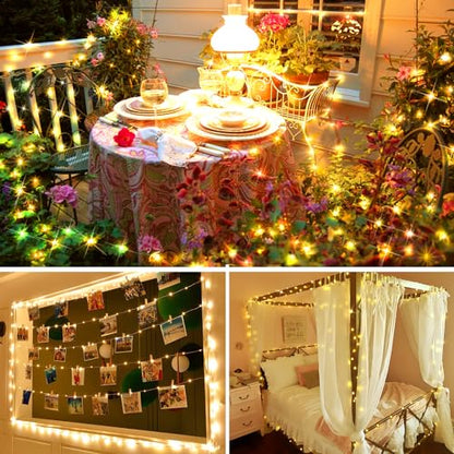 KNONEW 400FT 1200LED Green Wire Outdoor Fairy Lights Plug in Warm White - color: Warm White, size: 400FT 1200 LED Green Wire