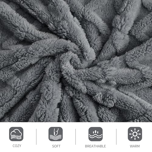 Aganear Fleece Throw Blanket for Couch Sofa 60"x80" Grey - color: Gray, size: Twin(60×80in)