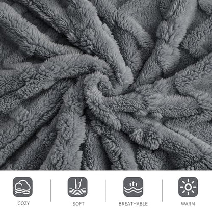 Aganear Fleece Throw Blanket for Couch Sofar 50"x60" Grey - color: Gray, size: Throw(50×60in)