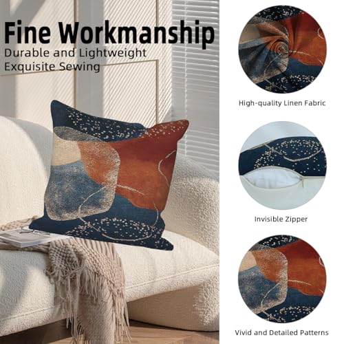 Abstract Boho Pillow Covers Modern Art Linen 16x16 Set of 4 - color: Abstract 1, size: 16" x 16" (Pack of 4)