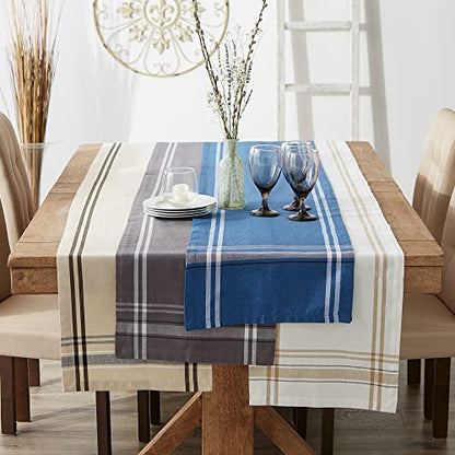 DII French Stripe Dining Table Collection Farmhouse Style Table Runner, 14x72 Inches, Gray Chambray - color: Gray Chambray, size: 14x72 Inches (Pack of 1)