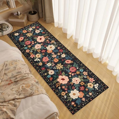 DUKINO 2.6x8 Runner Rug, Washable Runner Rug for Hallway Non Slip, Black - color: Black, size: 2'6" x 8' (Rectangular)