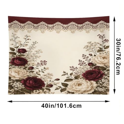 Bgdfhk Floral Lace Border Decorative Wall Tapestry 30"x40", Soft Polyester Lightweight Tapestry Blanket for Bedroom Living Room Dorm Apartment Home Decor - color: Floral Lace Border, size: 40"L x 30"W