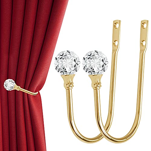 Curtain Holdback, 2pcs Wall Mounted Drapery Tiebacks, Sliver - color: 2 Pcs, Gold