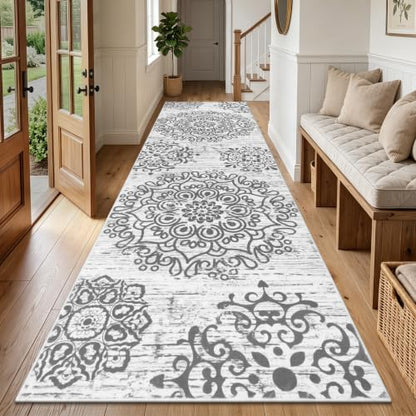 HEBE Hallway Runner Rug 3'x6', Washable Non Slip Kitchen Rug Runner - color: Grey, size: 3' x 6' (Rectangular)