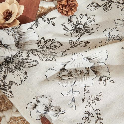 jinchan Black Floral Linen Kitchen Tier Curtains and Valance Set 3 Pieces - color: Alice | Black on Linen, size: 26"W x 24"L (Pack of 3)