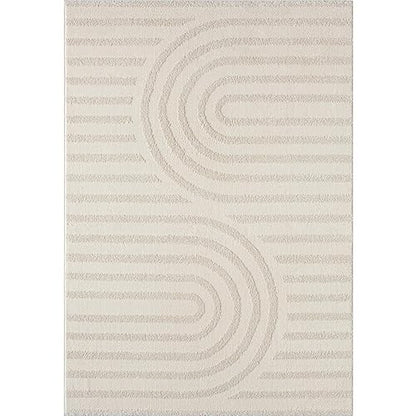 LUXE WEAVERS Modern Geometric High Low Area Rug Cream 6x9 - color: Cream, size: 6' x 9' (Rectangular)