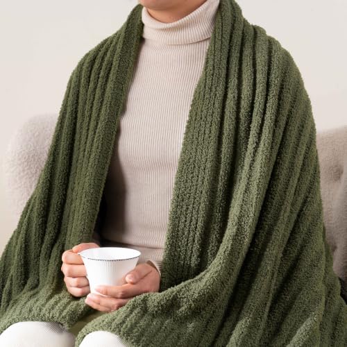 BATTILO Olive Green Throw Blankets for Couch, Soft Throw Blanket, 60"x80" - color: Olive Green, size: 60"x80"