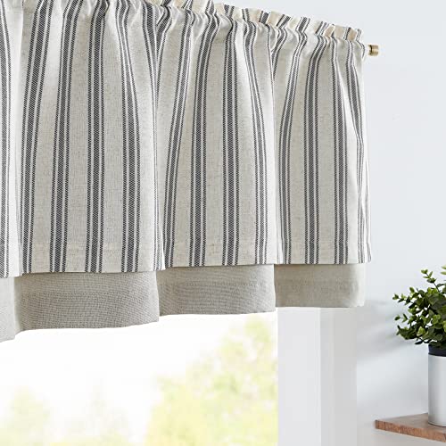 jinchan Striped Linen Valance 50"W x 18"L Pack of 1 Striped Black on Beige - color: Striped Black on Beige, size: 50"W x 18"L (Pack of 1)
