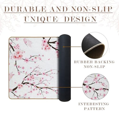 Jvpke Pink Cherry Blossom Door Mat, Floral Bath Flower Bath Mat, 17x30 Inches - color: Pink Floral