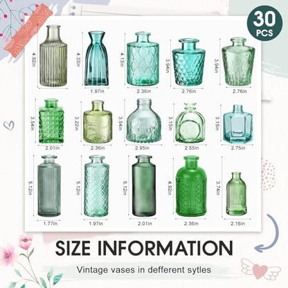 Yaomiao 30 Pcs Glass Bud Vases Centerpieces, Green Series - color: Green Series