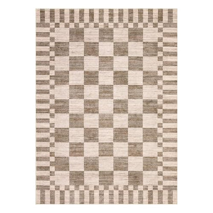 GarveeHome Brown Checkered Rug 6x9 Area Rugs Living Room Checkerboard Rug - color: Brown, size: 6' x 9' (Rectangular)