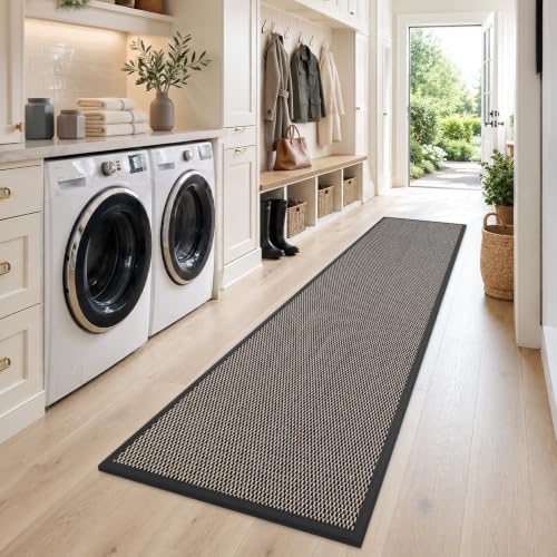 DEXI Ultra Thin Hallway Runner Rug 28x144, Non Slip Entryway Rugs,Black - color: Black, size: 28" X 144" (Runner)