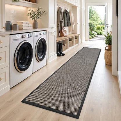 DEXI Ultra Thin Hallway Runner Rug 28x144, Non Slip Entryway Rugs,Black - color: Black, size: 28" X 144" (Runner)