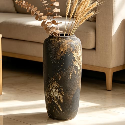 Rustic Ceramic Floor Vase, 15.7 Inch, Clay Farmhouse Decor - size: 15.7 Inch