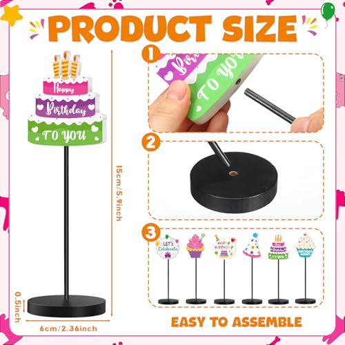 DoubleFill 6 Pcs Happy Birthday Party Decoration for Table Centerpieces - style: Happy Birthday