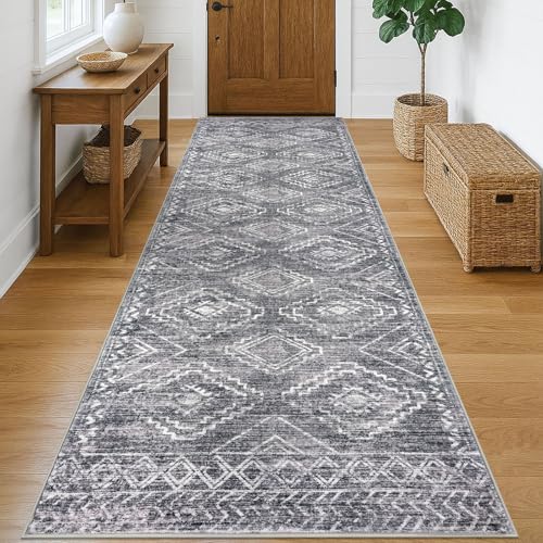 KILOCOCO Hallway Runner 3x10 ft Washable Runner Rug Non Slip, Grey - color: Grey, size: 3' x 10' (Runner)