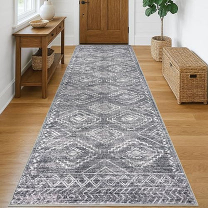 KILOCOCO Hallway Runner 3x10 ft Washable Runner Rug Non Slip, Grey - color: Grey, size: 3' x 10' (Runner)