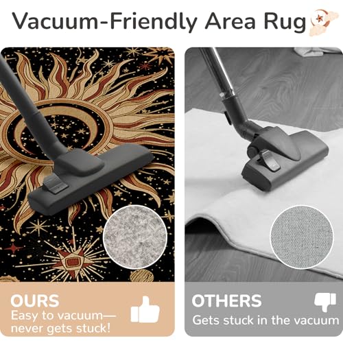 Vacuum-Friendly, 2x3 Washable Area Rug, Black Gold Beige Red - color: Black/Gold/Beige/Red, size: 2' x 3' (Rectangular)