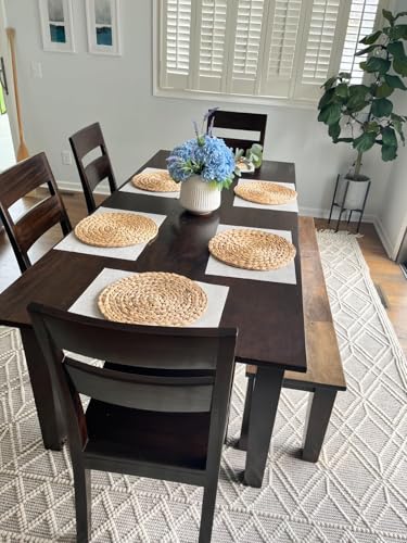 Round Woven Placemats Set of 2, Natural Wicker Place mats, Boho Farmhouse Rustic Plate Chargers, Rattan Table Mats for Dining Table, Fall, Halloween, Thanksgiving, Christmas Decor (13 inch)