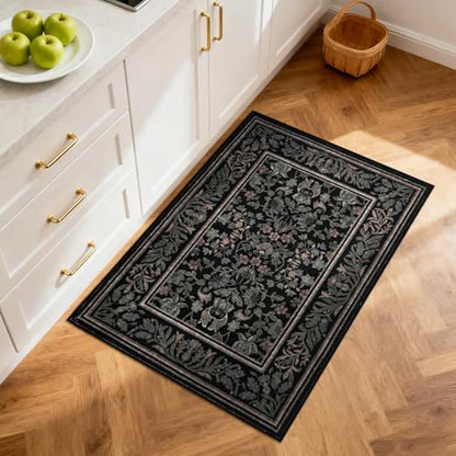 GarveeHome Small Area Rugs 2x3 Non Slip Washable Entryway Rug, Black - color: Black, size: 2' x 3' (Rectangular)