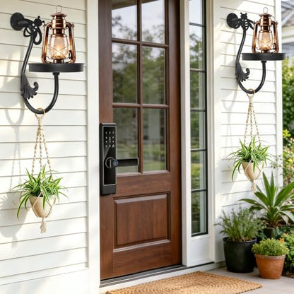 Metal Wall Plant Holder 2Pcs Indoor Outdoor Wall Flower Shelf - color: Black-Bees-2Pcs