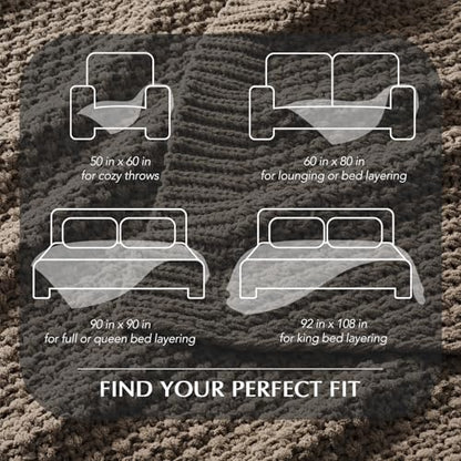 EVERGRACEHOME Chunky Chenille Knit Throw Blanket, 90 x 90, Mocha Brown - color: Mocha Brown, size: 90" X 90"