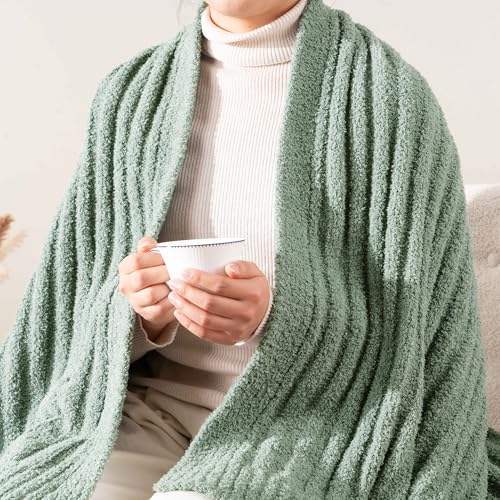 Battilo Sage Green Throw Blanket, Fuzzy Soft Green Throw Blankets, 50"x60" - color: Sage Green, size: 50"x60"