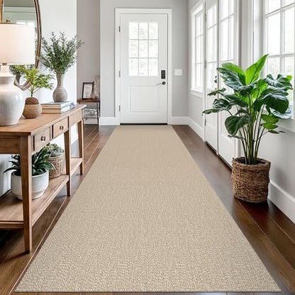 EARTHALL Washable Runner Rug, Non Slip Hallway Runner, 3x12 Ft, Sand/Beige - color: Sand/Beige, size: 3' x 12' (Rectangular)
