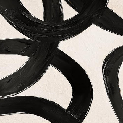 Framed Boho Black and White Brown Modern Abstract Wall Art for Living Room - color: Boho Style