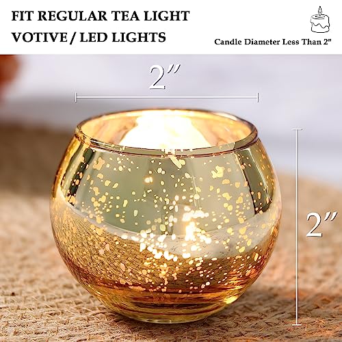 Volens Round Gold Votive Candle Holders, Mercury Glass Votives Set of 12 - color: Gold, size: 12 PACK