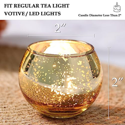 Volens Round Gold Votive Candle Holders, Mercury Glass Votives Set of 12 - color: Gold, size: 12 PACK