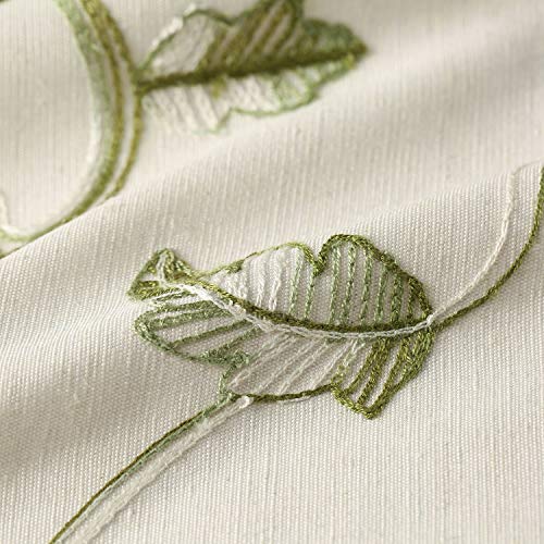 VOGOL Green Vine Embroidered Kitchen Tier Curtains, W30 x L36, 2 Panels - color: Green, size: 30"W x 36"L (Pack of 2)