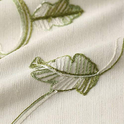 VOGOL Green Vine Embroidered Kitchen Tier Curtains, W30 x L36, 2 Panels - color: Green, size: 30"W x 36"L (Pack of 2)