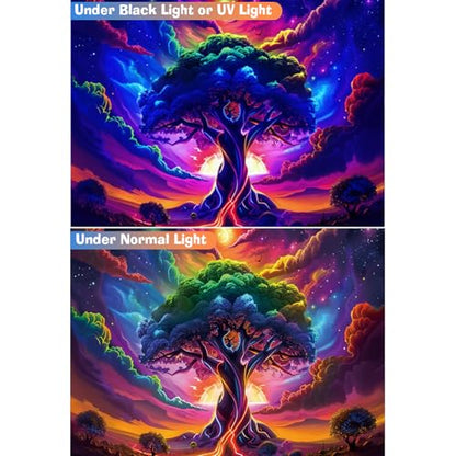 Apdidl Blacklight Tree of Life Tapestry Bedroom, Black Light Space Posters - color: I - Blacklight Tree Tapestry, size: 79"L x 60"W