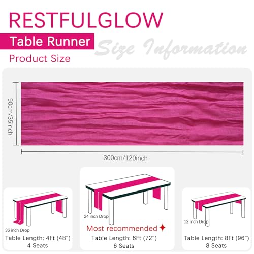 12 Pack Hot Pink Cheesecloth Table Runner 35 x 120 Inch - color: Hot Pink, size: 12 Pcs - 10 Ft