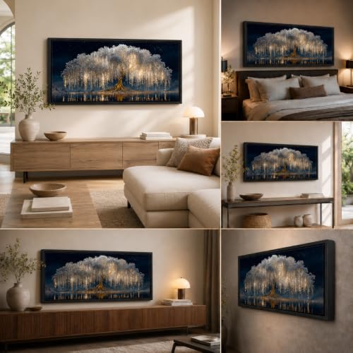 Framed Black Gold Tree of Life Abstract Canvas Wall Art 20x40 Inch - color: Tree of Life, size: 40"L x 20"W