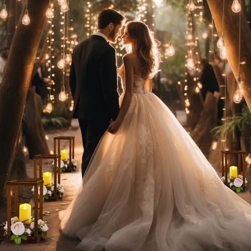 30 Pcs Wedding Lantern Centerpiece with Candle Holders, Light Pink Flower - color: Light Pink Flower