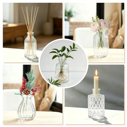 KJHL 5 Pcs Small Glass Bud Vases, Mini Flower Vases for Wedding Centerpiece - size: 5 Pcs