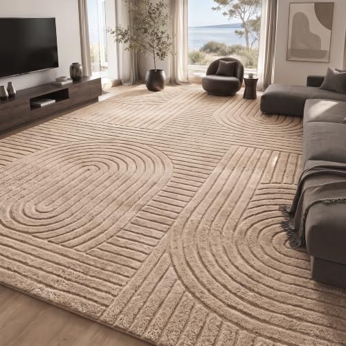 Brown Solid Area Rug 10x14, Washable Non Slip Rugs for Living Room - color: Light Brown, size: 10' x 14' (Rectangular)