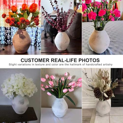 Ceramic Vase Rustic Pottery Vase,Neutral Gray Distressed Vases 7.87" - size: 7.87 In-textured-gray