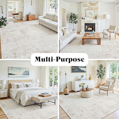 6x9 Washable Area Rug for Living Room Bedroom: Non-Slip Modern Beige White - color: Beige/White, size: 6' x 9' (Rectangular)