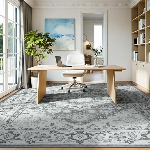 Lessymo Large Area Rugs 10x14 for Living Room, Washable Rug Boho Grey White - color: Grey Beige, size: 10' x 14' (Rectangular)