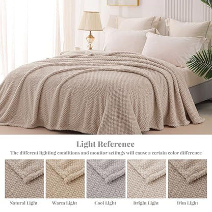 Whale Flotilla Soft Fleece Queen Size Bed Blanket, Camel - color: Camel, size: Queen(90x90 In)