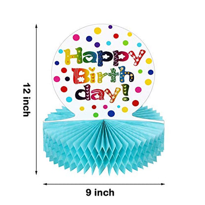 Rainbow Birthday Honeycomb Centerpiece for Table Decorations, 2 Pack