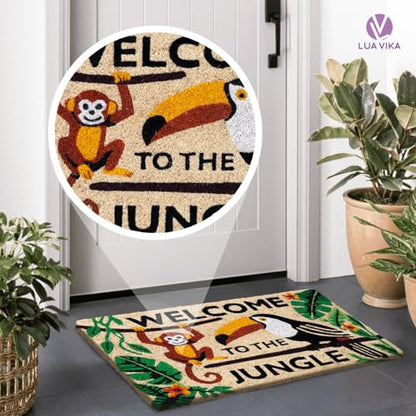 Coir Door Mats Outdoor, Welcome to the Jungle, 16 x 27,5 in - color: Welcome to the Jungle