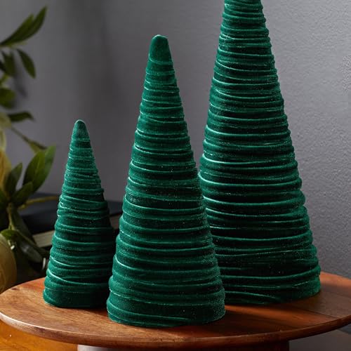 Your Heart's Content Emerald Velvet Trees Set of 3 (Emerald) - color: Emerald